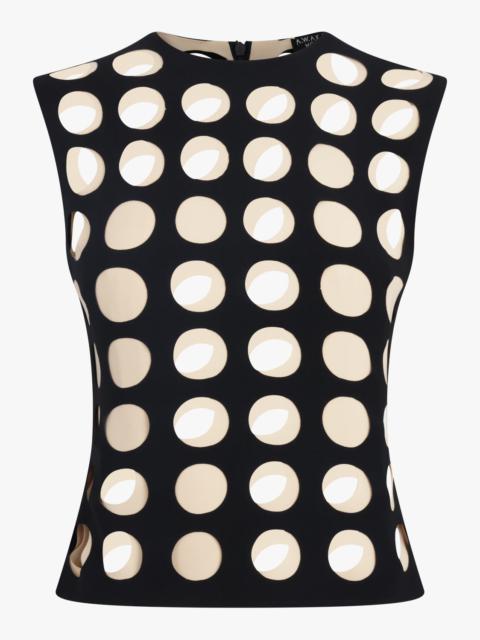 A.W.A.K.E. MODE LAYERED HOLE DETAIL S/LESS TOP | BLACK/NUDE