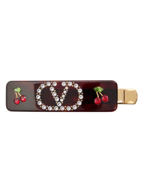 Valentino Valentino Garavani Crystal-embellished Vlogo Hair Clip