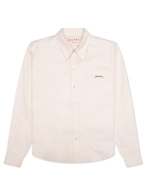 Marni CREAM DENIM SHIRT WITH TRUNAKAROO PLAQUE - BONE