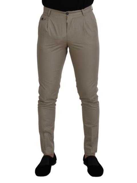 Dolce & Gabbana Beige Cotton Slim Fit Men Pants