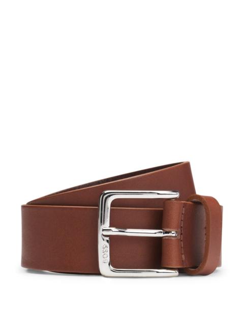 BOSS ITALIAN-LEATHER BELT WITH SILVER-TONE BUCKLE