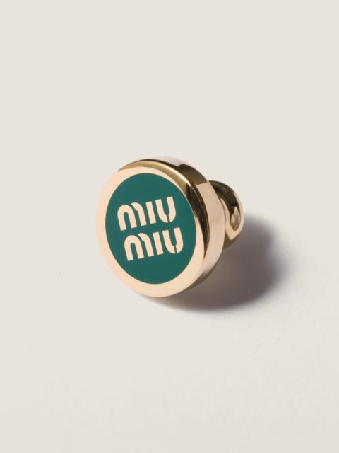 Miu Miu Enameled metal logo brooch