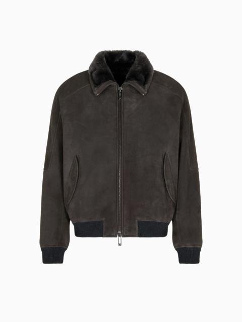 EMPORIO ARMANI ASV LOOSE-FIT LAMB SUEDE SHEARLING BLOUSON