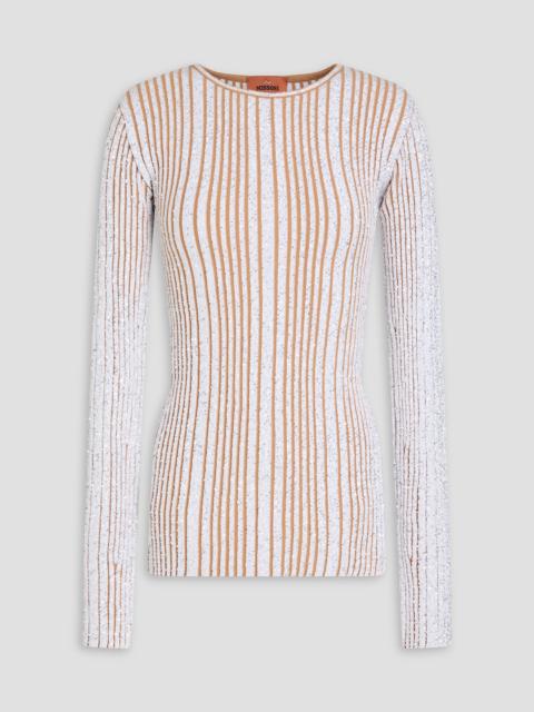 Missoni Sequin-embellished striped ribbed-knit sweater