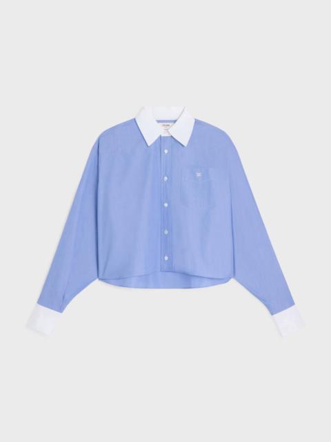 CELINE Celine Cropped Cotton Poplin Shirt Blue Women