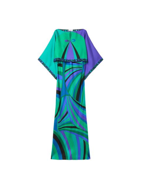 Iride-print cape dress