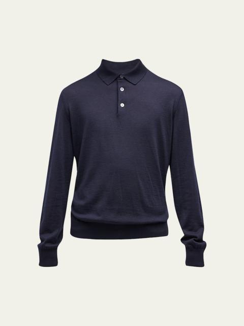 ZEGNA Men's Cashmere-Silk Polo Shirt