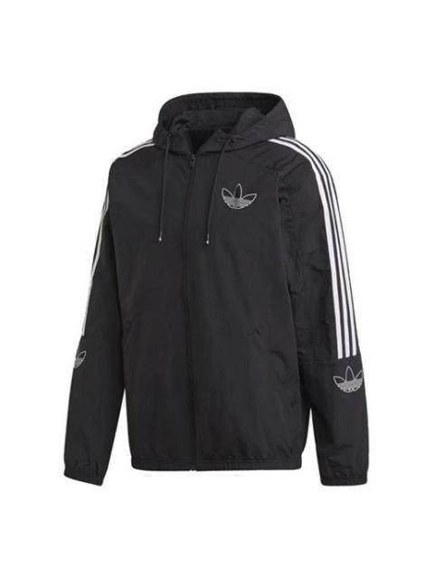 adidas adidas originals Casual Sports Zipper Hooded Jacket Black ED4688