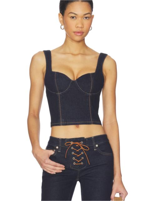 Alice + Olivia Ava Sweetheart Denim Bustier
