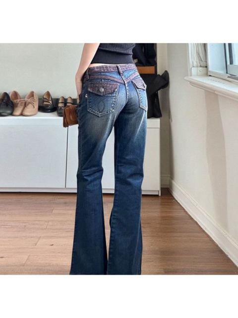 Japanese Brand - American street retro style patchwork low-rise jeans