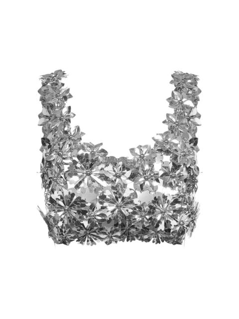 rabanne Rabanne Women Silver Plastic Discs Bralette Top With Floral Details