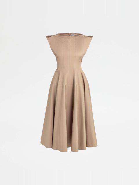 Tod's DRESS IN POPLIN - BEIGE