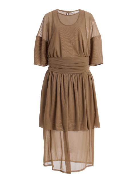 Lemaire Double-Layer Mesh Midi Dress brown