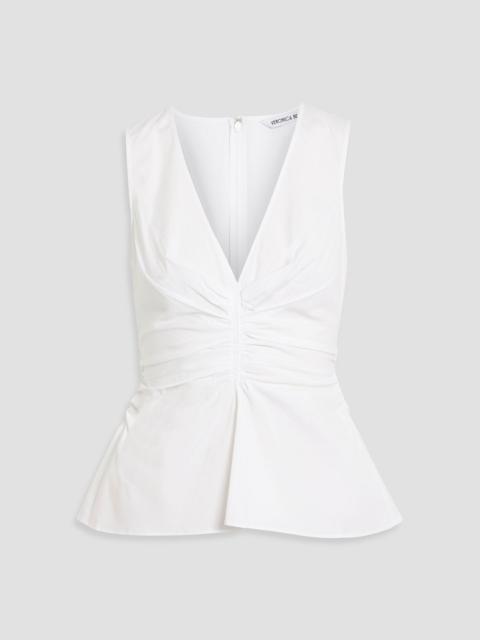 VERONICA BEARD Aiden ruched cotton-blend poplin top