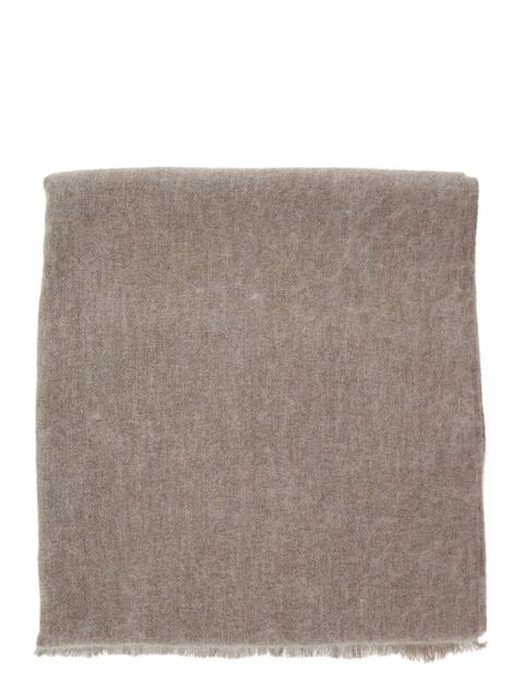 Brunello Cucinelli Brunello Cucinelli Women Beige Scarf With Square Design Adn Frayed Edges In Wool And Cashmere Blend 