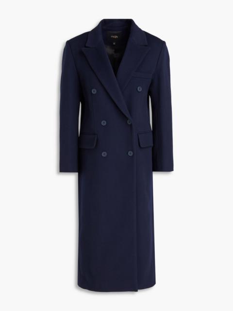 maje Double-breasted brushed wool-blend felt coat
