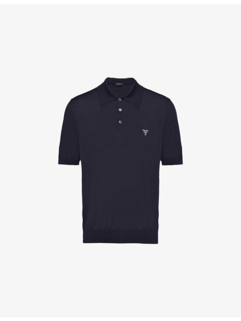 Prada Branded Short-Sleeved Wool Polo Shirt