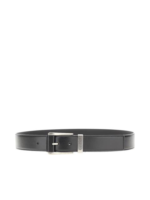 GUCCI Gucci Leather Belt with Logo Black Men