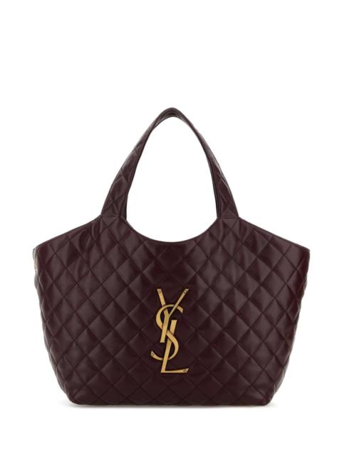 SAINT LAURENT Saint Laurent Women Burgundy Nappa Leather Medium Icare Shopping Bag