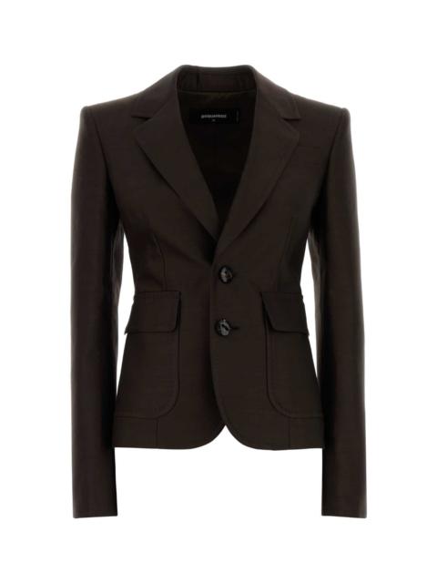 DSQUARED2 Dsquared Women Chocolate Wool Blend Bianca Blazer