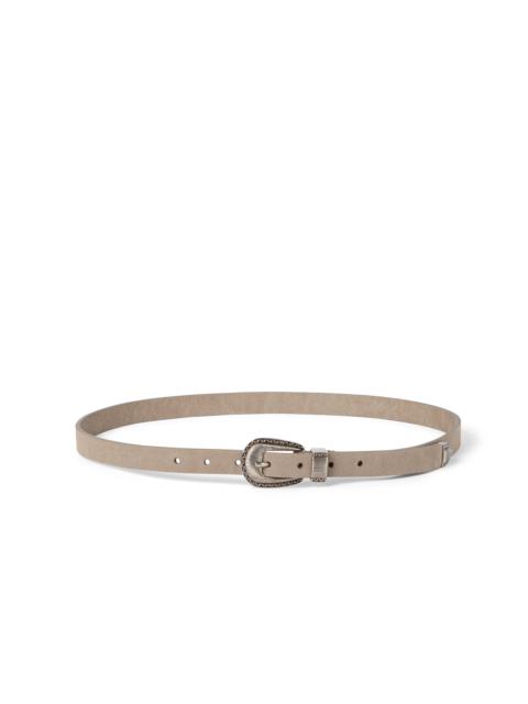 Brunello Cucinelli Brunello Cucinelli Reversed leather belt in Taupe at Nordstrom