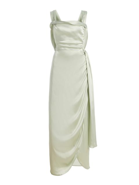 Maison Margiela Satin Maxi Dress green