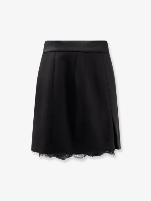 Dolce & Gabbana Dolce & Gabbana Virgin Wool Mini Skirt With Lace Detail