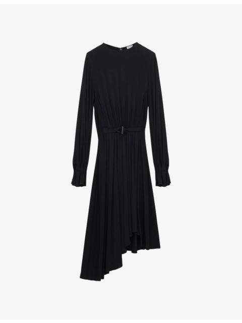 Loewe Draped Asymmetric Woven Midi Dress
