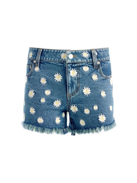 Alice + Olivia WARREN EMBROIDERED DENIM SHORT