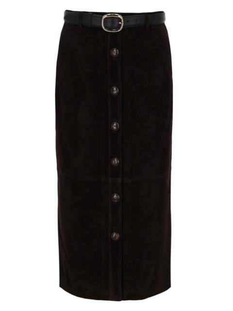 self-portrait Self-Portrait Women Suede Midi Skirt