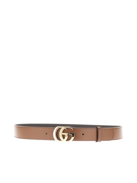 GUCCI Gucci Cut GG Marmont Leather Belt Brown