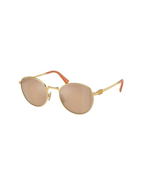 Miu Miu Miu Miu Orange Mirror Silver Round Ladies Sunglasses MU 55ZS 5AK40D 50