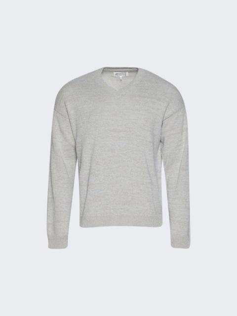 Maison Margiela V-neck Sweater Ice Blue And Beige