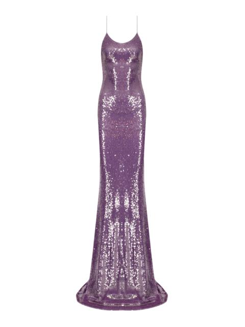 THE NEW ARRIVALS ILKYAZ OZEL Gwyneth Sequined Maxi Slip Dress purple