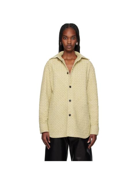 Bottega Veneta Beige Intrecciato Relaxed Leather Shirt