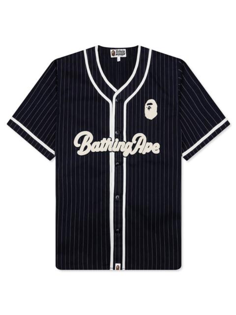 A BATHING APE® A BATHING APE BASEBALL SHIRT - NAVY