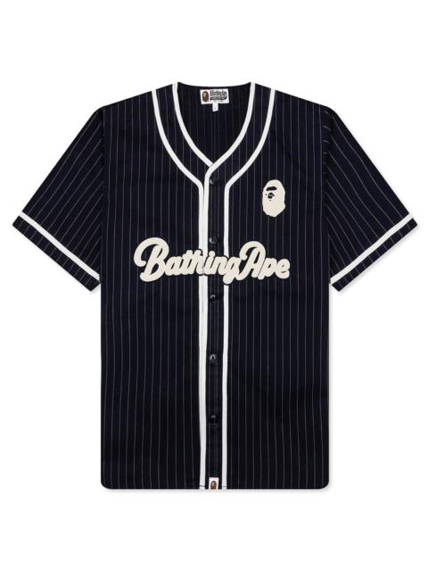 A BATHING APE BASEBALL SHIRT - NAVY