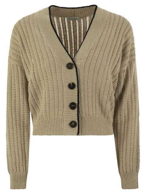Brunello Cucinelli Brunello Cucinelli Women Perforated Rib Cotton Knit Cardigan With Jewellery