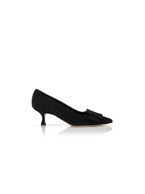 Manolo Blahnik Black Suede Buckle Detail Pumps