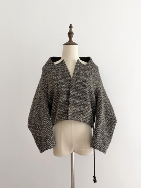 Yohji Yamamoto Yohji Yamamoto Y's Pointed Collar Drawstring Wool Short Coat