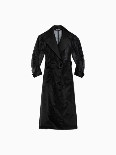 Dolce&Gabbana Black Semi Transparent Silk Blend Coat