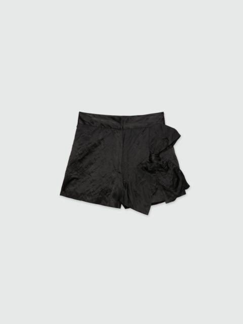 MSGM Black crinkle duchesse shorts with bow