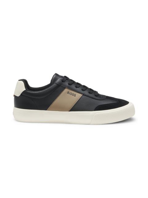 BOSS LEATHER-TRIM TRAINERS IN FAUX LEATHER