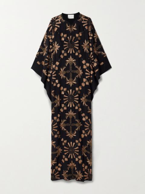 Johanna Ortiz Golden Hour Embellished Embroidered Silk Crepe De Chine Maxi Dress