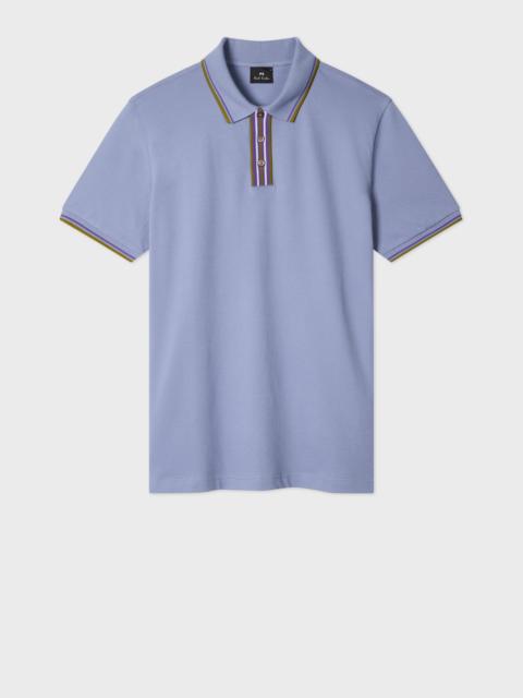 Paul Smith Washed Indigo Polo Shirt With Stripe Tipping