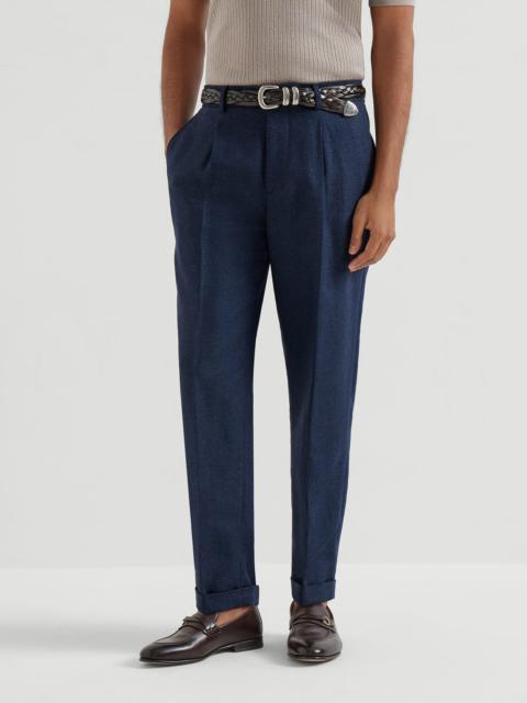 Brunello Cucinelli Silk, linen and wool hopsack trousers with pleat