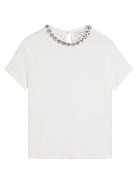Zimmermann Zimmermann Embellished Slubbed Linen T-shirt