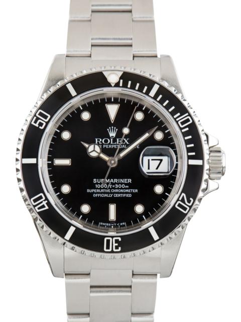 ROLEX Pre-Owned Rolex Submariner Black Aluminum Bezel Ref 16610 Steel Oyster