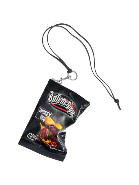 BALENCIAGA Chips Phone Holder Pouch in Black