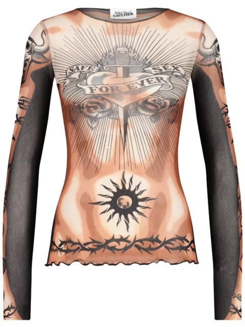 Jean Paul Gaultier SAFE SEX TATOO PRINT TOP